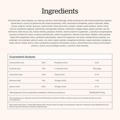 Now Fresh Good Gravy Premium Dry Dog Food with Grass-Fed Beef & Ancient Grains, Healthy Kibble for Adults Coated in Bone Broth – Just Add Water to Moisten, Made with Real Red Meat, 3.5 lb Bag