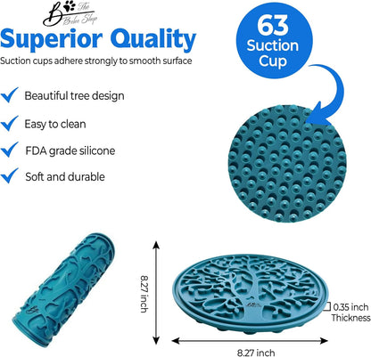 B The Boleo Shop Tree Design Lick Mat for Dogs and Cats, Slow Feeder, Anxiety Relief, Improve Grooming Session, Dog Toy to Keep Busy