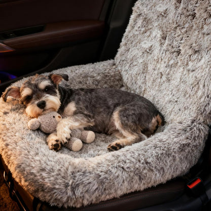 Dog Car Seat for Small Dogs, Dog Bed with Safety Straps, Fluffy Pet Travel Seat Removable Washable Cushion Protects Car from Dirt & Scratches, Small