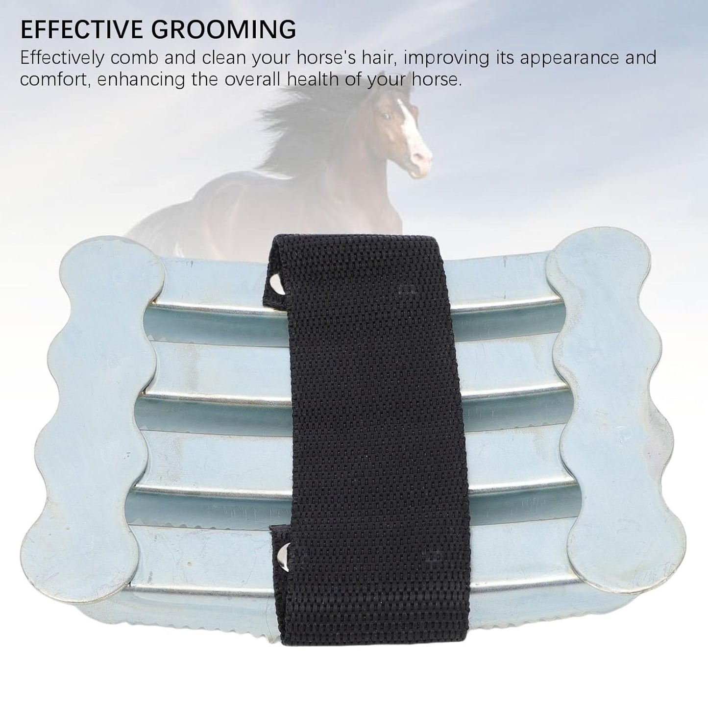 2026 Upgrade Curry Comb for Horses, Stainless Steel Horse Grooming Brush, Efficient Animal Hair Cleaning Care Brush for Removing Mud Loose Hair