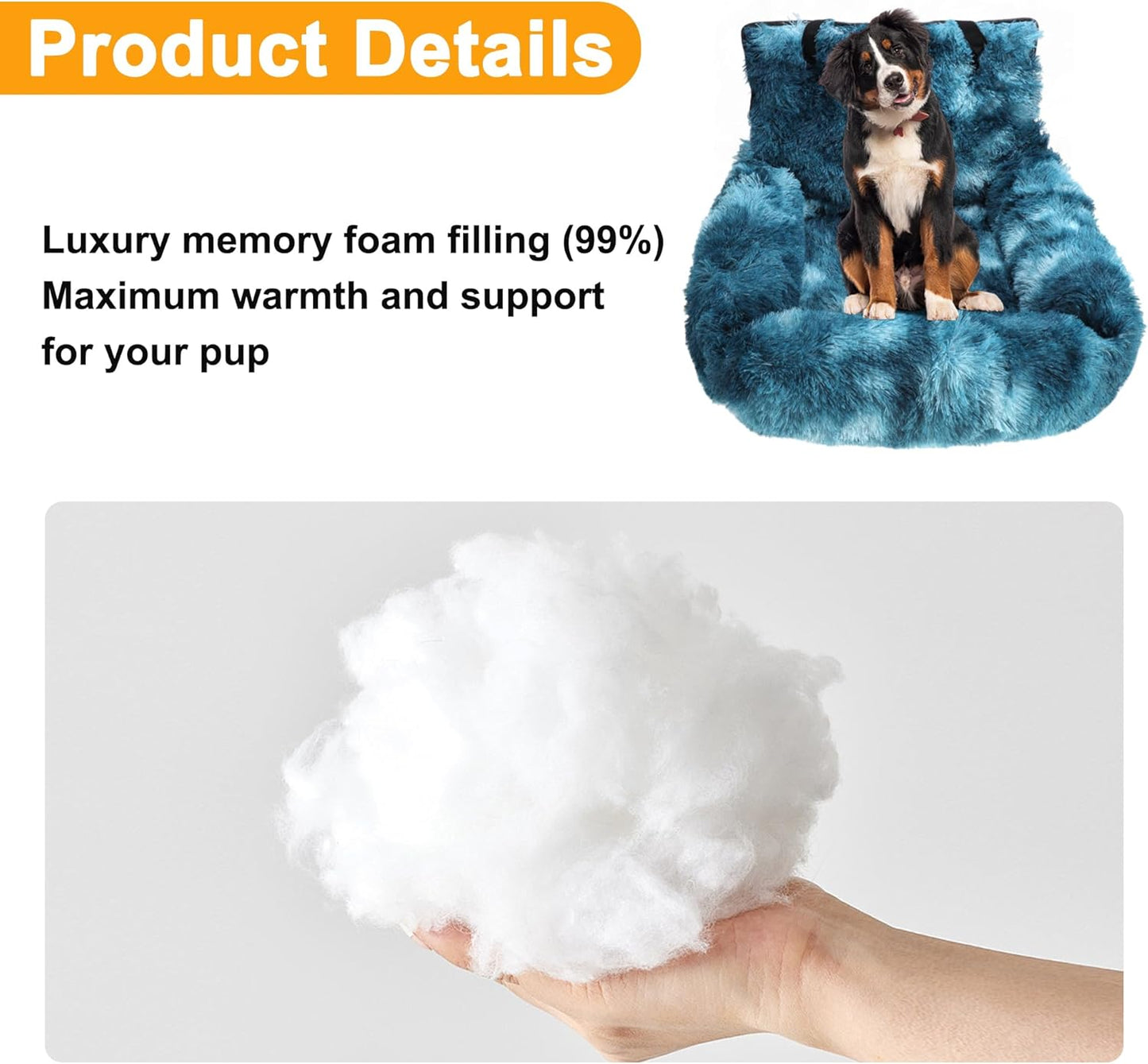 Dog Car Seat, Pet Travel Bed with Soft Removable Cushion, Safe Comfortable Washable Car Seat for Pets, Easy to Install in All Vehicles, Royal Blue