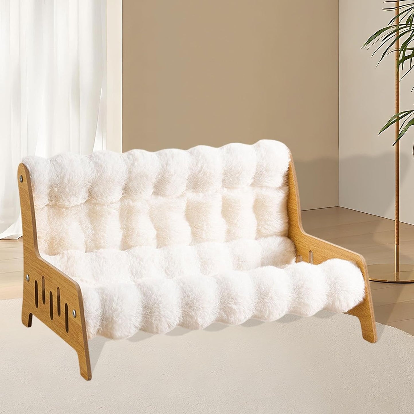 Cat Sofa Bed Chair Wooden Frame Pet Sleeping Beds Cat Couch Puppy Kennel, XXL