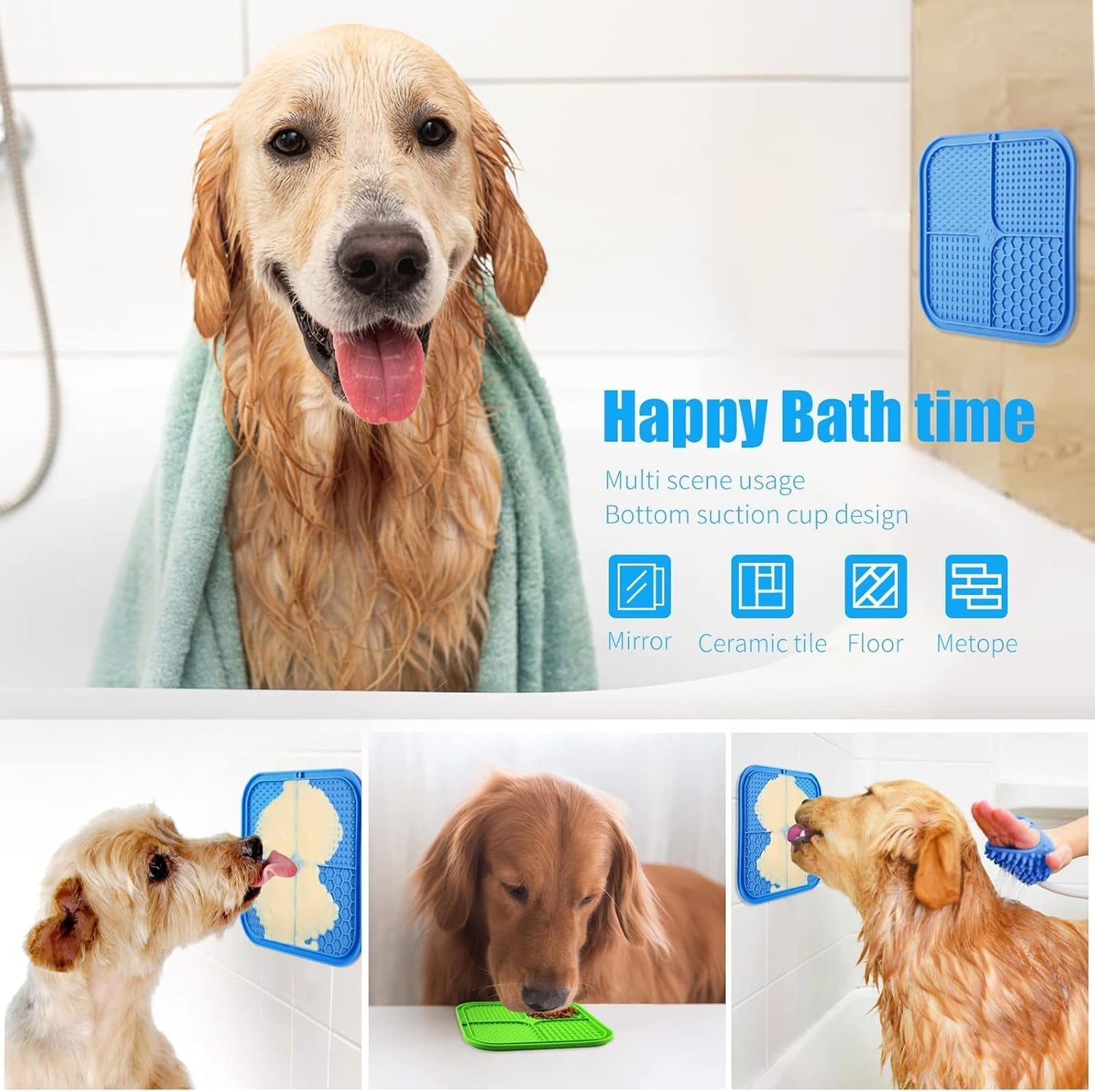Lick Mat for Dogs, Premium Lick Pad with Suction Cups for Dog Anxiety Relief, Slow Feeder Dog Bowls, Bathing, Grooming and Training.