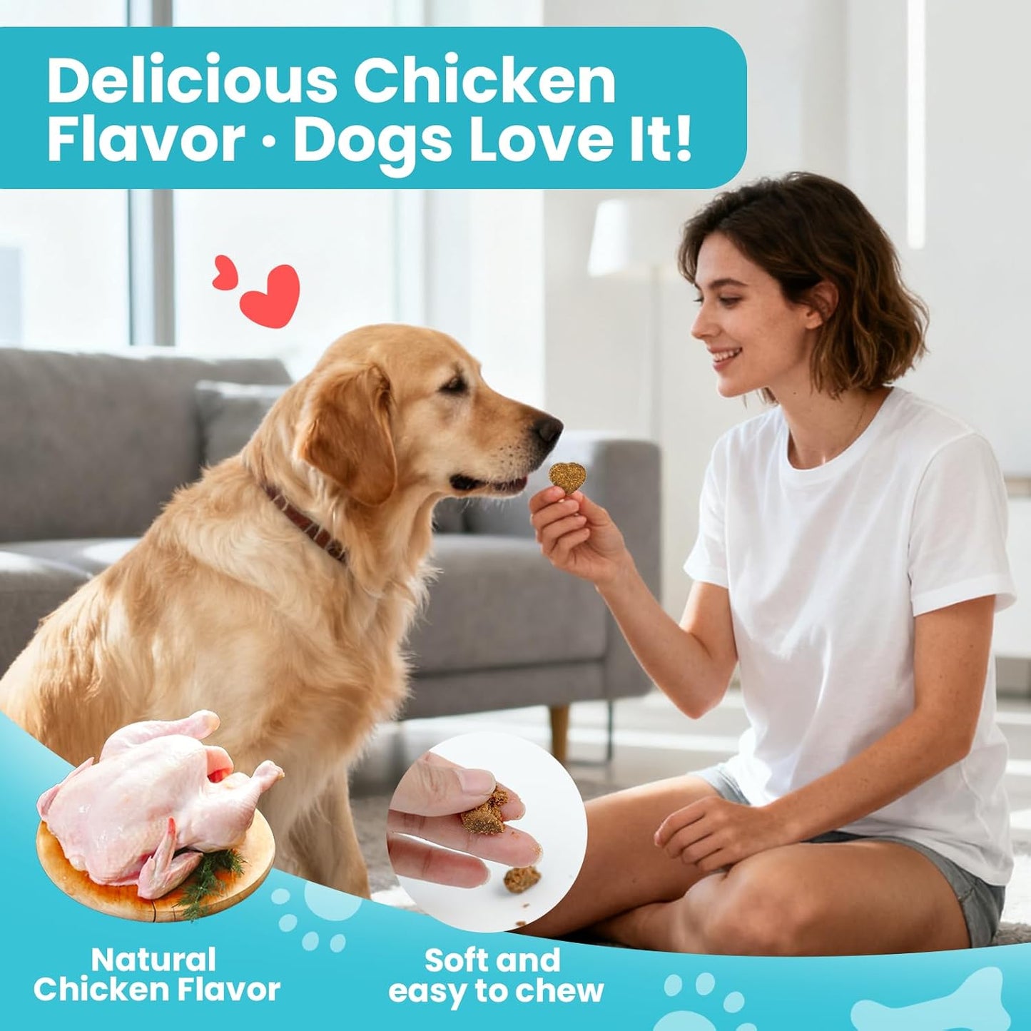 VUN Dog Anal Gland Chews,Stop Scoot Digestive Support with Pumpkin, Fiber & Probiotics,Anal Gland Relief for Dog,Scoot Relief & Healthy Bowel Function – 100 Chews