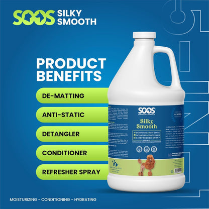 SOOS Pet Silky Smooth 5-in-1 Leave-On Conditioning Spray for Dog & Cat | Moisturizing, Anti-Itch, Softens Coat, Natural Ingredients | Pet Grooming Essentials | No Spray Bottle Included - 4L