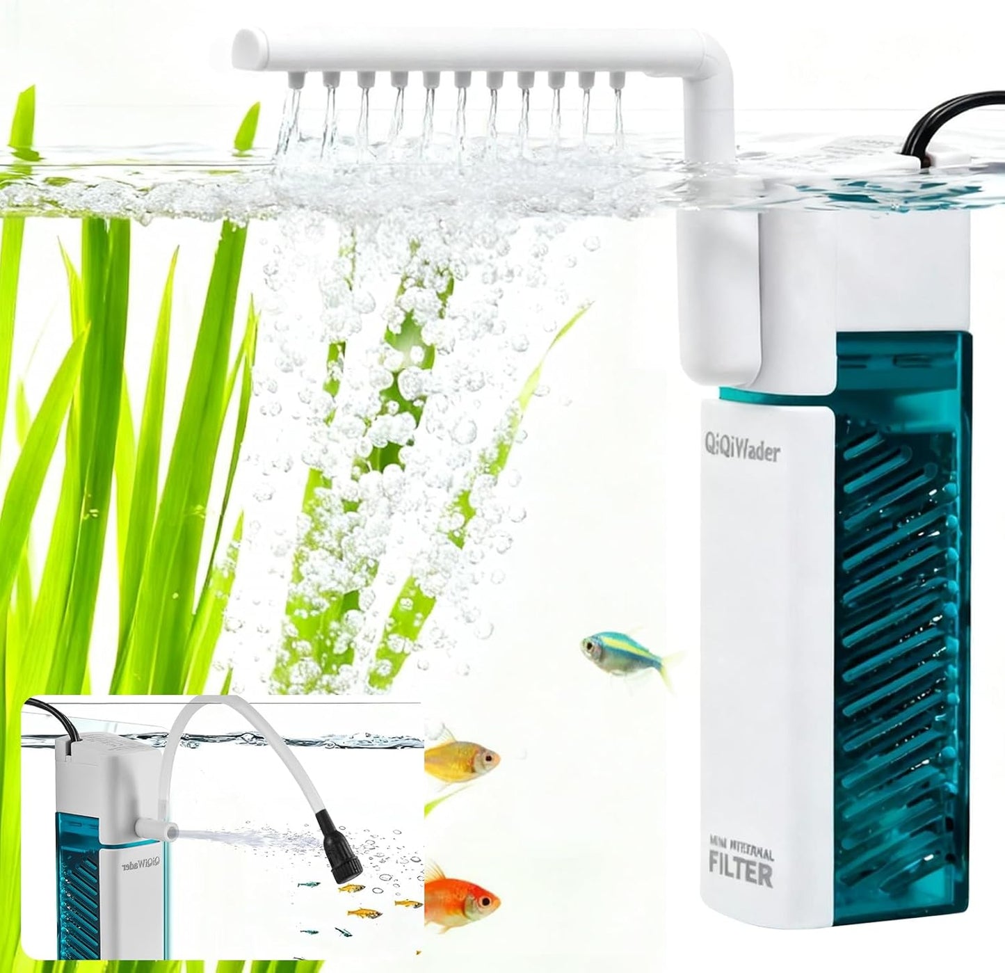 Small Aquarium Filter, Fish Tank Filter, Suitable for 3-10 Gallon Fish Tanks, 6W 24GPH with Two Modes Switching Function.