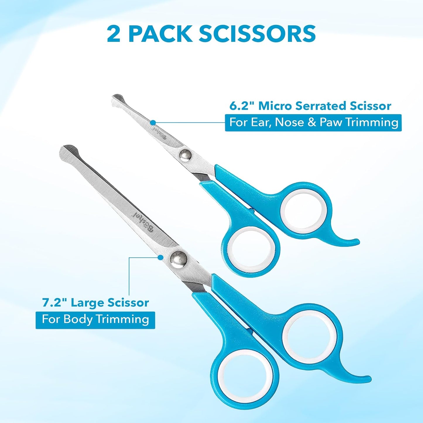Boshel Razor-Sharp Stainless Steel Dog Grooming Scissors for Grooming Professionals at Home with Rounded Safety Tips, 2 Pack