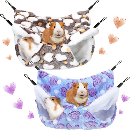 Boao 2 Pieces Hamster Hammock Hanging Pet Hammock Warm Bed House for Small Parrot Rat Sugar Glider Hamster Playing