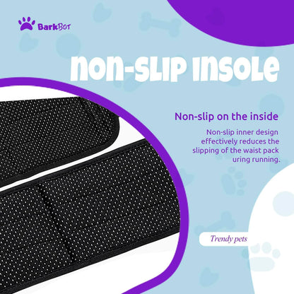 Dog Leash Hands Free with Pouch, Waist Belt Fanny Pack with Soft Pads, Dual Handles and Durable Bungee for Walking, Hiking, Running, Training (Gray)