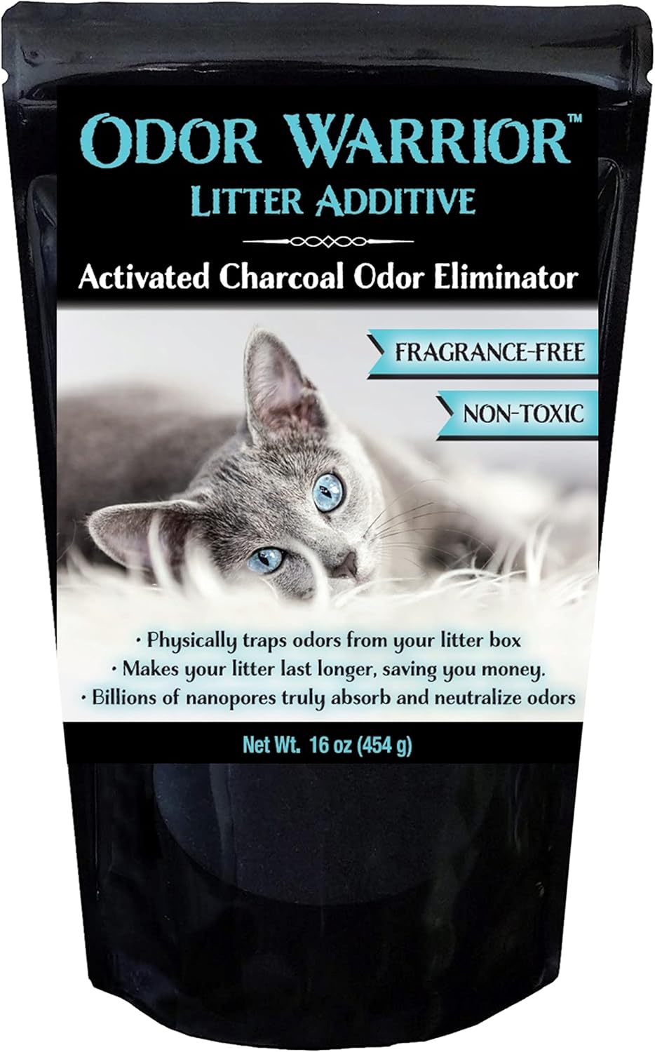Sapphire Labs Odor Warrior Cat Litter Deodorizer | Cat Litter Odor Control with Ultra Absorbing Activated Charcoal | Extend The Life of Your Kitty Litter with a Truly Fragrance Free Litter Solution