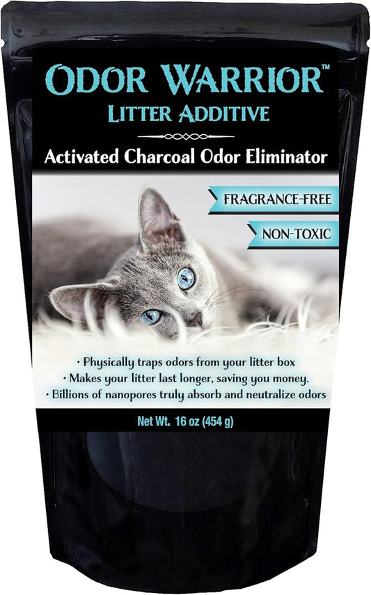 Sapphire Labs Odor Warrior Cat Litter Deodorizer | Cat Litter Odor Control with Ultra Absorbing Activated Charcoal | Extend The Life of Your Kitty Litter with a Truly Fragrance Free Litter Solution