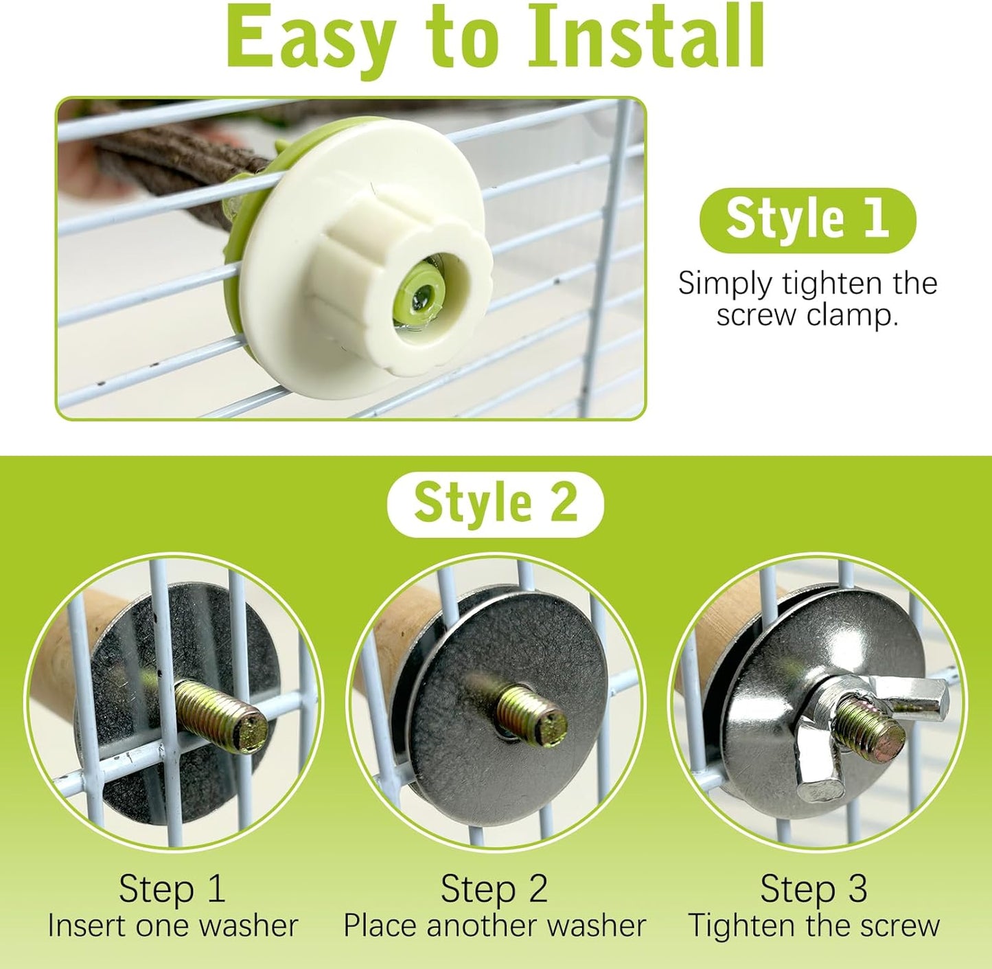 PINVNBY 2 Pcs Bendable Bird Perches & Wooden Perch Simulation Branch Parrot Perch Stand with Green Leaf Hanging Paw Grinding Fork Cage Accessories for Parakeet Budgie Finch Cockatiel Conure (Large)