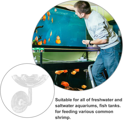Shrimp Feeder Bowl with Sucker Fish Feeding Tray High Transparency Aquarium Feeding Dish Decorative Shrimp Food Basin for Fish Tank Aquatic Pets