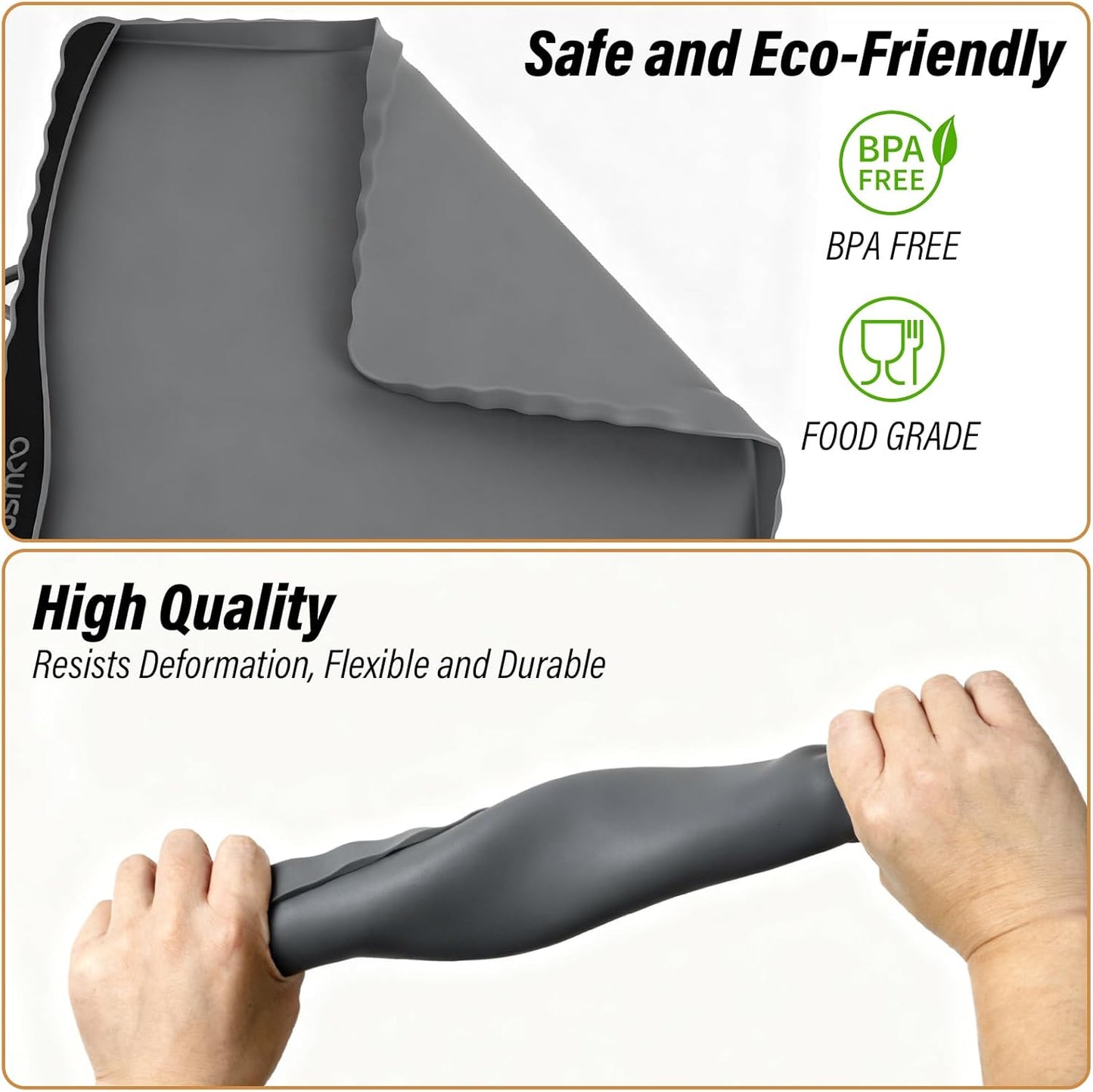 Dog Food Mat 20" x 15", Waterproof Silicone Pet Feeding Mat with Raised Edge & Residue Pocket, Non-Slip Bowl Mat for Dog Cat Food and Water, Easy to Clean Floor Protector