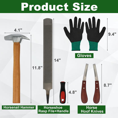 12Pcs Farrier Tools Kit Hoof Trimming Tools with Tool Bag, Hoof Nippers, Horseshoe Cutting Pliers, Goat Hoof Trimmers Shear, Hoof Rasp File, Horseshoe Brush, Hoof Knife, Hoof Hammer, Gloves