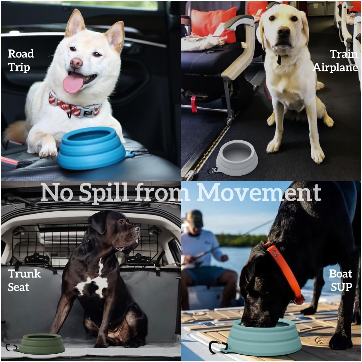 OHMO Lick Mat for Dogs and Cats(Small, Camo&Light Green, 2pcs)&No Spill Collapsible Dog Water Bowl