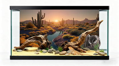 3 Pack Terrarium Background 48x24 inches Fabric Terrarium Reptile Background Stream Gobi Cactus Green Leaves Jungle Forest Desert Fern Terrarium Background