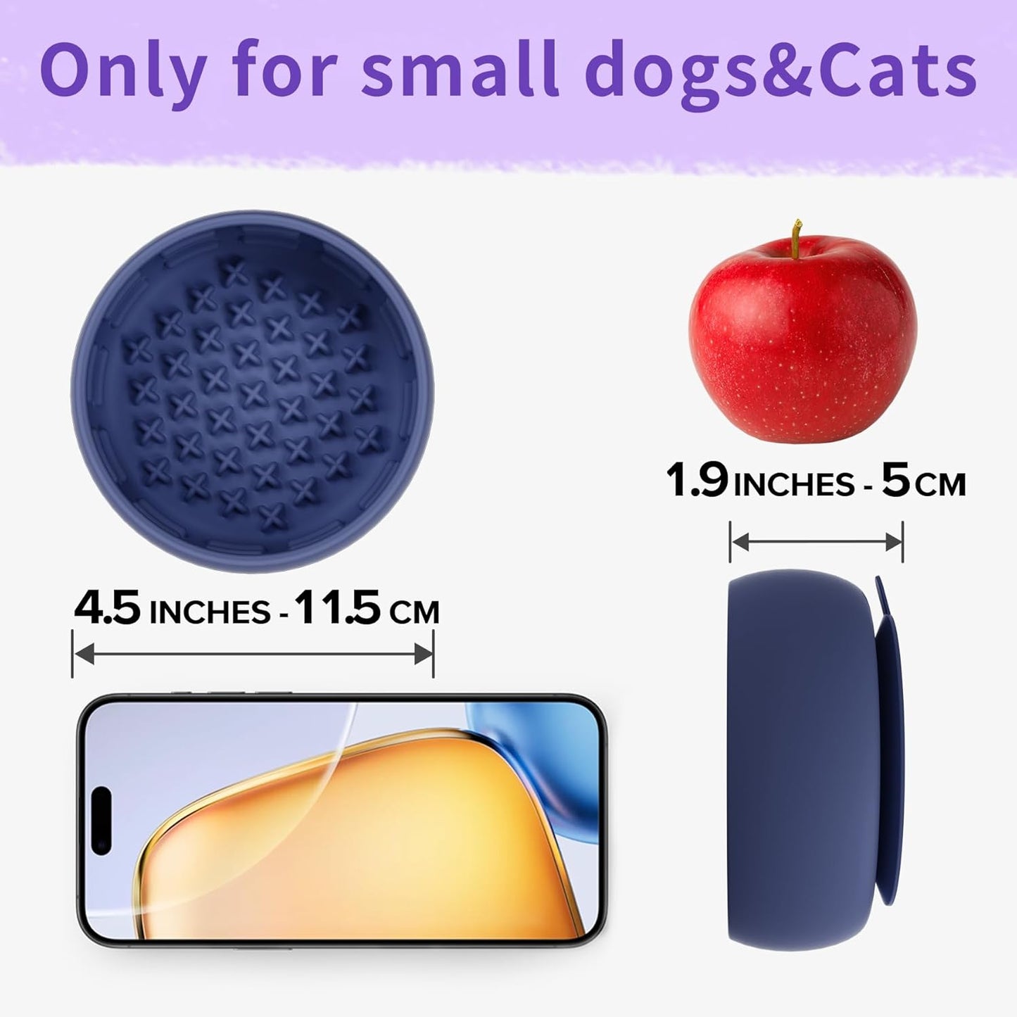 Deep Blue Lick Mat for Dogs & Cats - Anxiety Relief Slow Feeder Dog Bowl with Strong Suction - BPA-Free Silicone Puzzle Feeder for Calming, Enrichment & Stress-Free Grooming(Only for Small Dogs)