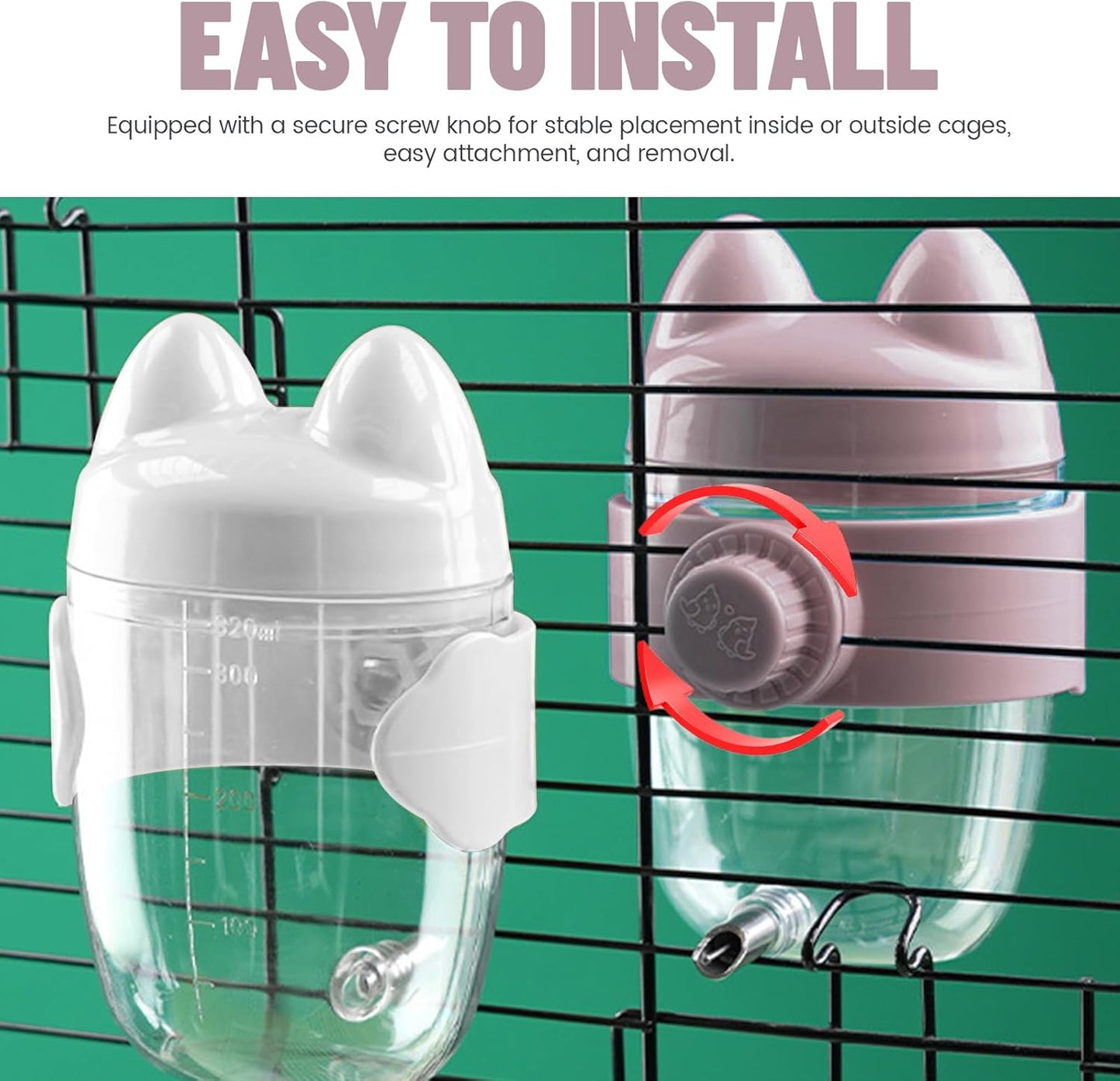 10.8Oz No Mess Bird Water Dispenser, Automatic Bird Water Feeder with No Drip Needle Nozzle, Parrot Parakeet Waterer Bottle for Cage Accessories (White, ONE)