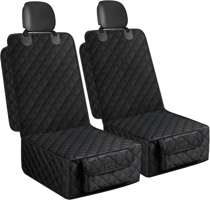Dog Car Seat Cover, 2 Pack Waterproof Pet Front Seat Car Cover, Full Protection Dog Seat Protector with Side Flaps, Universal Size for Cars, Trucks, SUVs