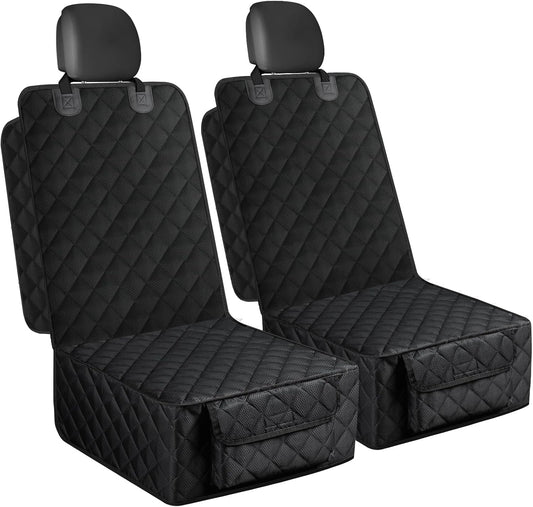 Dog Car Seat Cover, 2 Pack Waterproof Pet Front Seat Car Cover, Full Protection Dog Seat Protector with Side Flaps, Universal Size for Cars, Trucks, SUVs