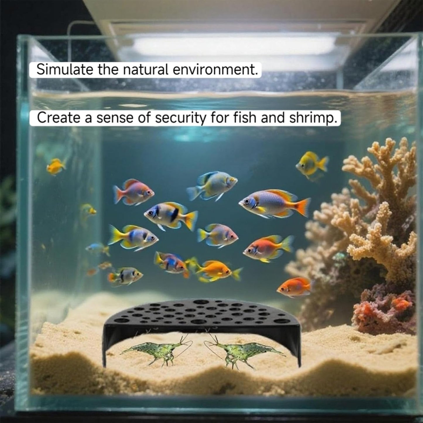 2 Pcs Aquarium Accessories Shrimp Cave,Fish Hiding Tools Supplies,Shrimp Tank Accessories for Shrimps Protection Aquarium Decoration