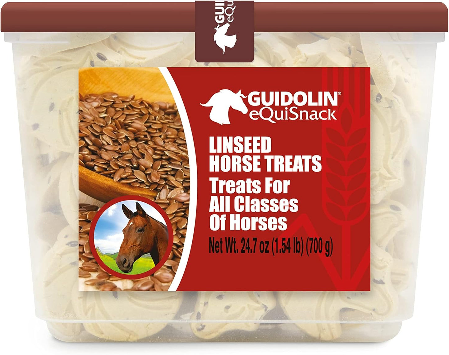 Horse Natural Treats with Superfoods and Real Fruit Pieces, No Sugar Added, Handmade in Italy - 1,54 LB (Linseed)