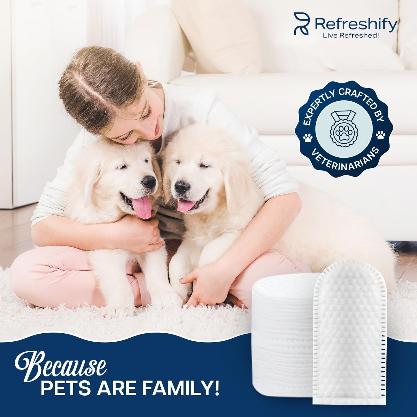 Dog Teeth Cleaning Wipes - 100 Value Pack - Fresh Mint Dog Dental Wipes, Vet Formulated Pet Teeth Cleaning Finger Wipes for Dogs & Cats – Effective Dog Teeth Cleaning, Plaque & Tartar Solution