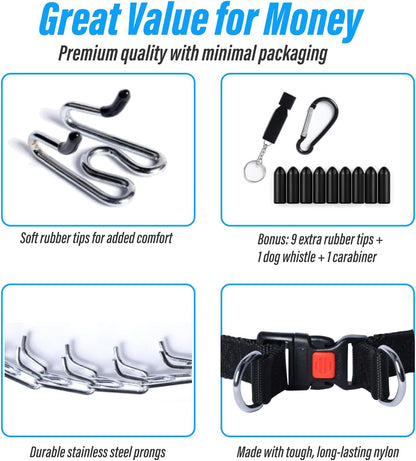 Adjustable Prong Collar for Large Dogs – Durable Metal Dog Collar with Quick Release Buckle, No-Pull Training Pinch Collar for Medium and Large Breeds (L, 20"-21.6")