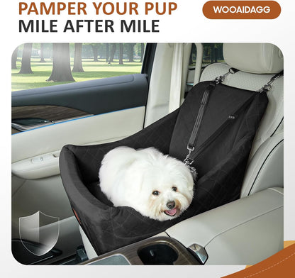 Dog Car Seat for Medium Sized Dog,Pet Travel Car Bed with Seat Belt Channle,Fully Detachable and Washable Car Dog Seat with Adjustable Straps,3 Straps Easy to Install (Black)
