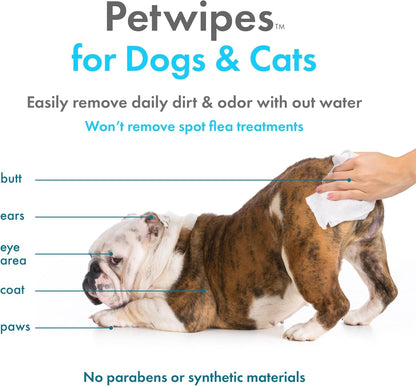 Petkin Plant-Based PetWipes, 100 Wipes, 4 Pack - Biobased, Sustainable, Big & Thick Pet Wipes for Dogs & Cats - for Face, Paws, Ears, Body & Eye Area - Consciously Cleans & Conditions - Vanilla