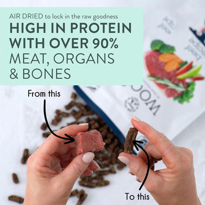 Woof Dog Food Bundle – Freeze Dried & Air Dried Chicken Recipe (1.76 oz Freeze Dried & 26.5 oz Air Dried), High Protein Dog Food Topper, Mixer, or Treat, All Life Stages