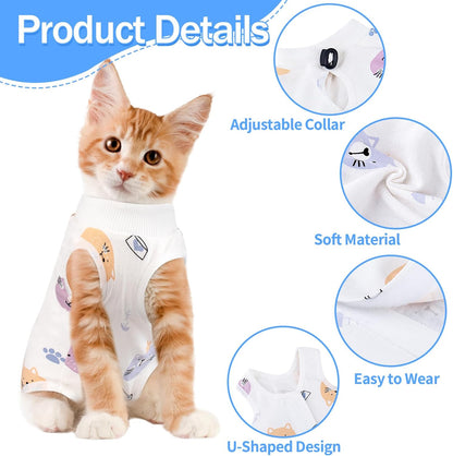 Coppthinktu Cat Recovery Suit Female, Breathable Cat Onesie After Surgery Female for Abdominal Wounds or Skin Diseases, Surgery Recovery Suit Kitten Onesie After Spay Wear Anti Licking