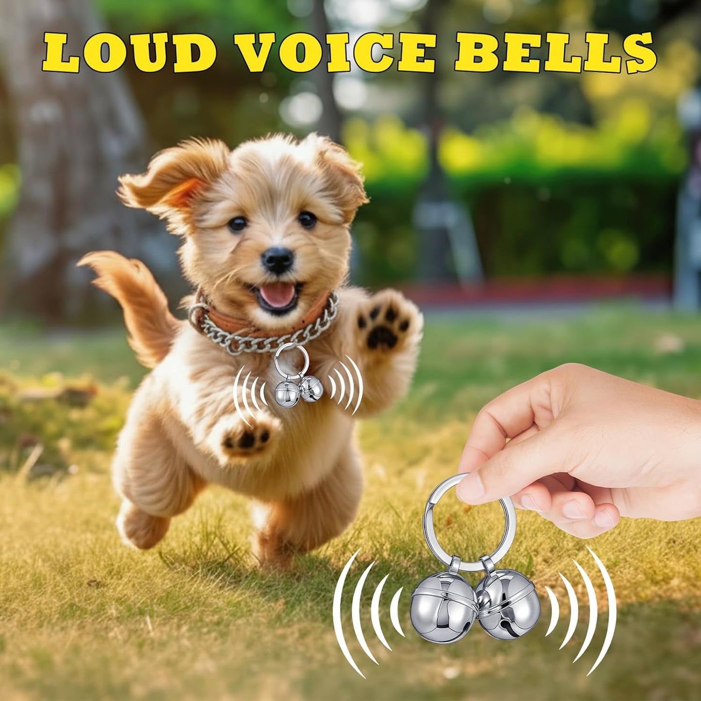 Abbylike 6 Pack Dog Stainless Steel Collar Bells - Extra Loud Pet Tracker Training Bells for Dog & Cat Safety & Tracking, Fits Small Medium Large Pets