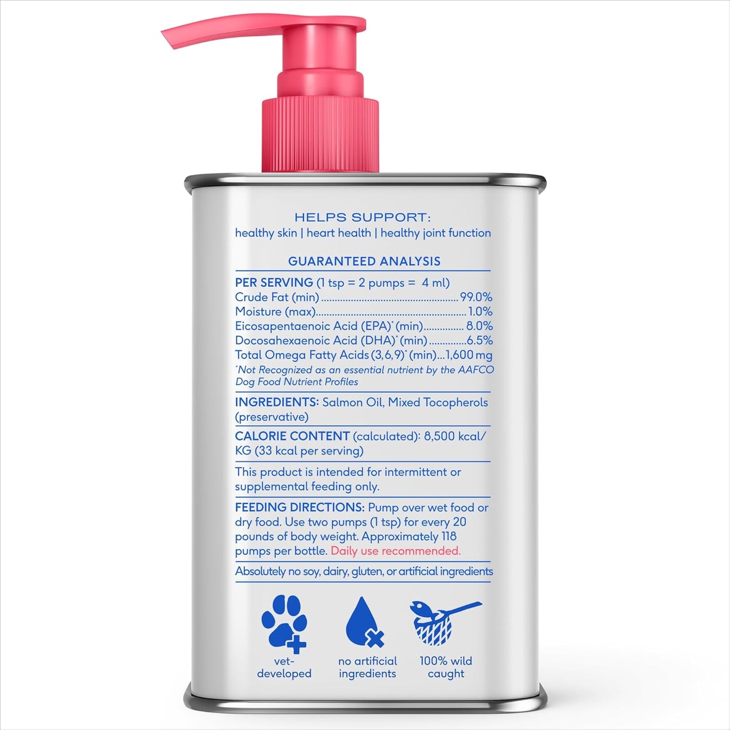 Native Pet Salmon Oil for Dogs & Cats – Pure Omega-3 Fish Oil for Dogs Supplement for Skin & Coat, Joint & Heart Health - Dog Anti-Inflammatory – 100% Wild-Caught Alaskan Sockeye Salmon – 8 oz