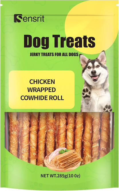 Chicken Wrapped Cowhide Roll - Long Lasting Digestible Chew for Dogs - Rawhide Alternative Dental Bone for Aggressive Chewers, Chicken Flavored Dog Treats for Boredom Relief