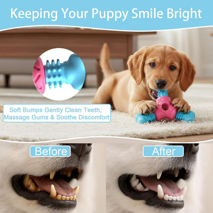 Puppy Chew Toys for Teething, Indestructible Dog Chew Toys for Aggressive Chewers - Small & Medium Breeds, Rubber Dog Bone Toy, Tough Puppy Toys to Keep Them Busy and Relieve Anxiety