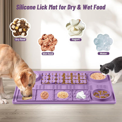Large Silicone Snuffle Mat, 32"x 20" Dog Lick Mat with Suction Cups, Slow Feeder for Small | Medium | Large | Multiple Dogs Slow Eating, Boredom Reducer (Purple)