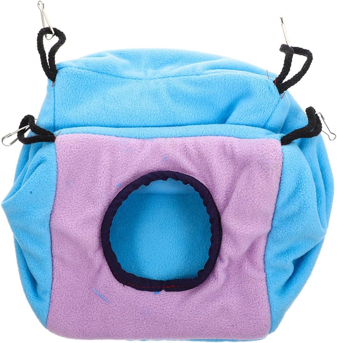 Small Animal Hanging Hammock Cage with Double-Layer Cozy Cube Bed for Hamsters Squirrels Ferrets and Chinchillas Small Pet Suspend Cage Hideout