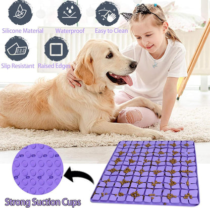Dog Lick Mat & Snuffle Mat for Dogs – Slow Feeder Licking Mat with Suction Cups, Dog Enrichment Toys for Anxiety Relief, Training Smell & Natural Foraging, Slow Eating for Large Breed（Large Silicone ）