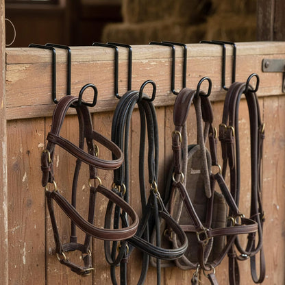 8 Pcs 4 Inch Heavy Duty Metal Tack Hook Over Rail Bridle Hooks & Horse Water Bucket Hooks Hangers for Stable, Fence, Garage, Cloakroom
