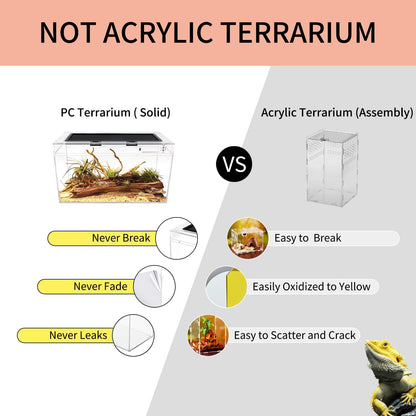 Reptile Terrarium,10 Gallon Reptile Tank 20" x 10"x 11",for Insect，Fish，Tarantula，Hermit Crab，Jumping Spider，Iguana，Tortoise，Leopard Gecko，Bearded Dragon