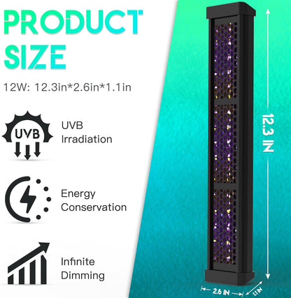 Dimmable LED Reptile UVB Lamp, 8000 Hours UVB Duration for Much Longer Lifespan, Adjustable 4/8/12-Hour Cycles, Suitable for Lizard and Chameleon, 12W, L Size