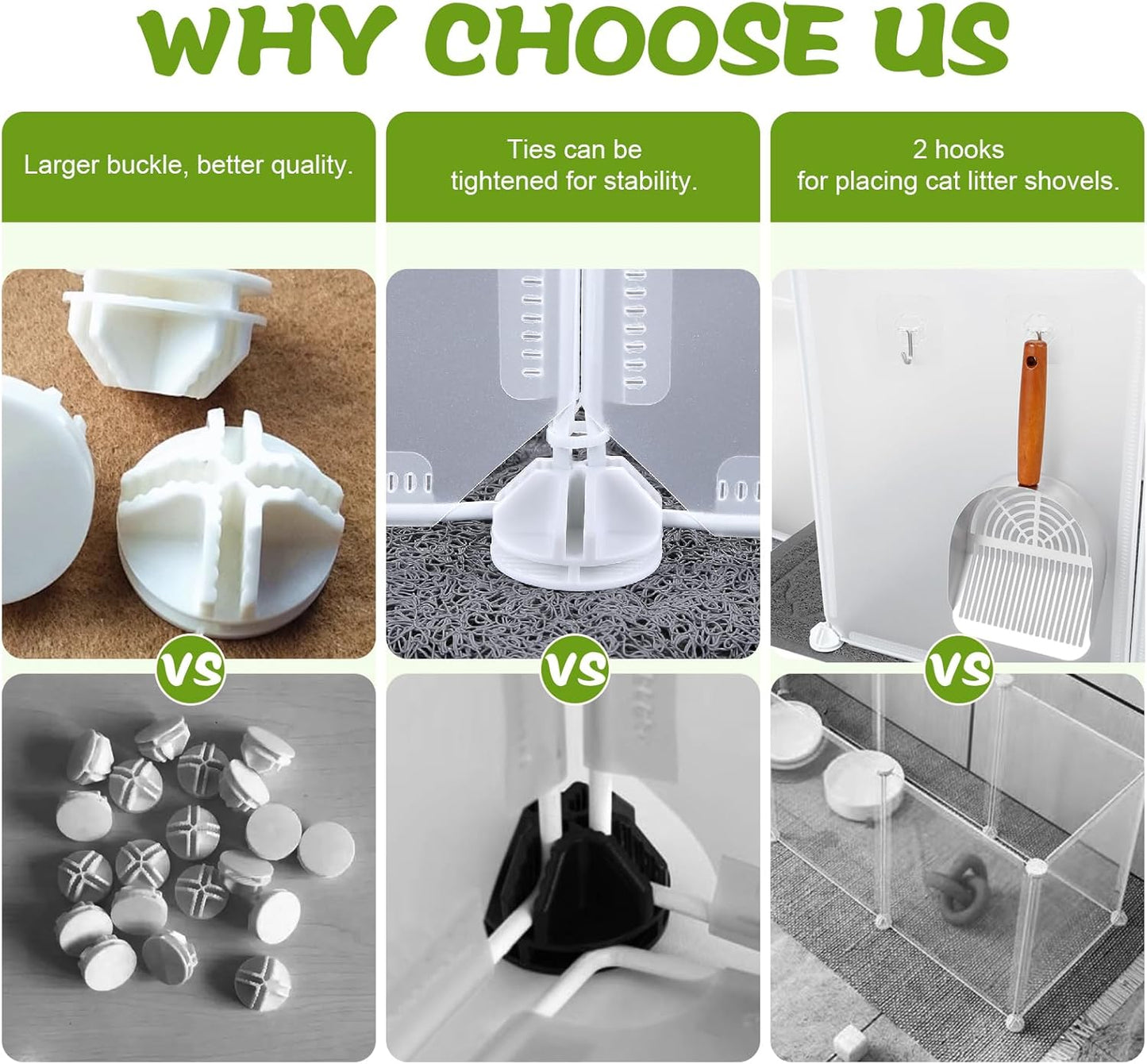 Large Cat Litter Box Cover Enclosure with Waterproof Splash Guard, Litter Mat(L33×W23), Row-Hook, DIY Shield, Safe Material, Easy Install & Clean,Privacy Screen for Most Litter Boxes,27'' × 21'' ×17''