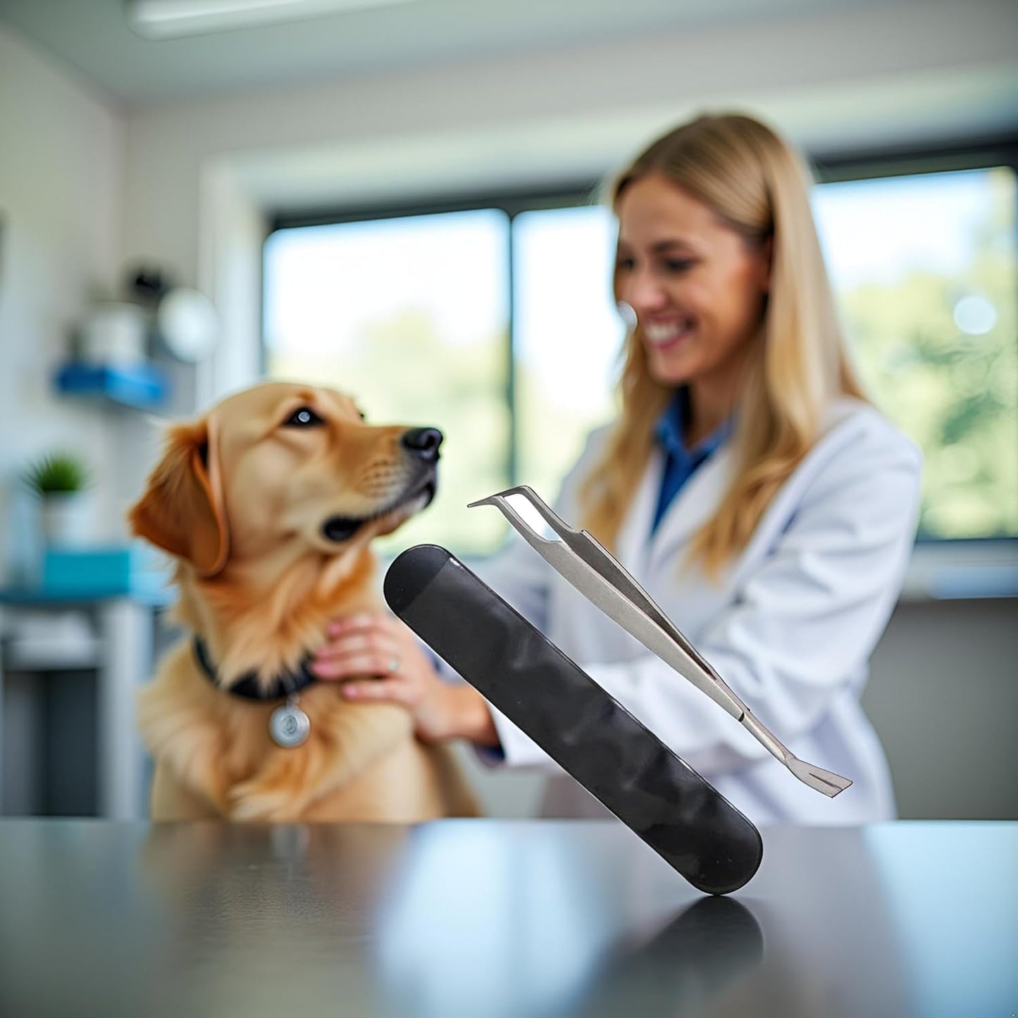 Silver 2 in 1 Tick Removal Tool for Pets,Stainless Steel Professional Tick Tweezers Ticks Remover for Dogs, Cats and Humans,Flea and Tick Control,Tick Remover Tools