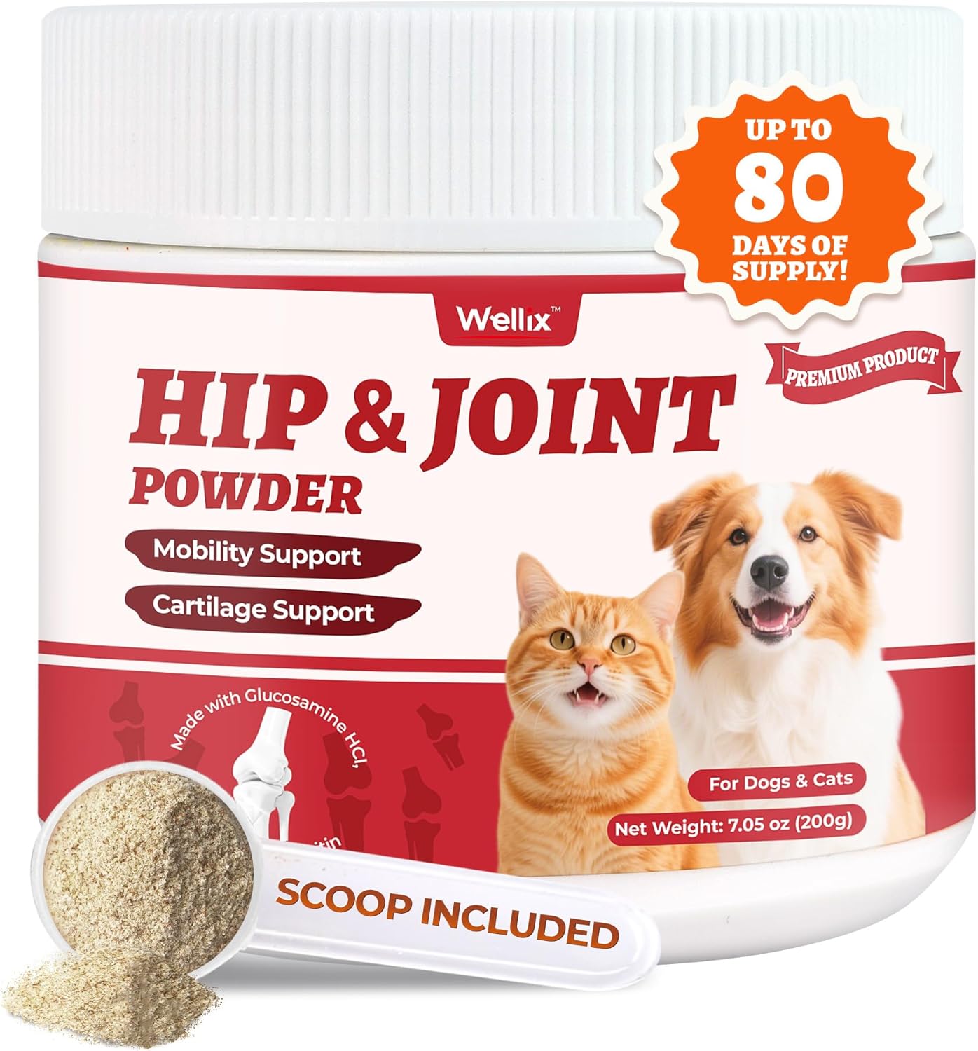 Wellix Large Hip & Joint Supplement for Dogs & Cats – Glucosamine Chondroitin MSM & Turmeric for Dogs – Dog Joint Health, Cat & Dog Arthritis Supplement, Chicken Chondroitin for Puppy & Kitten