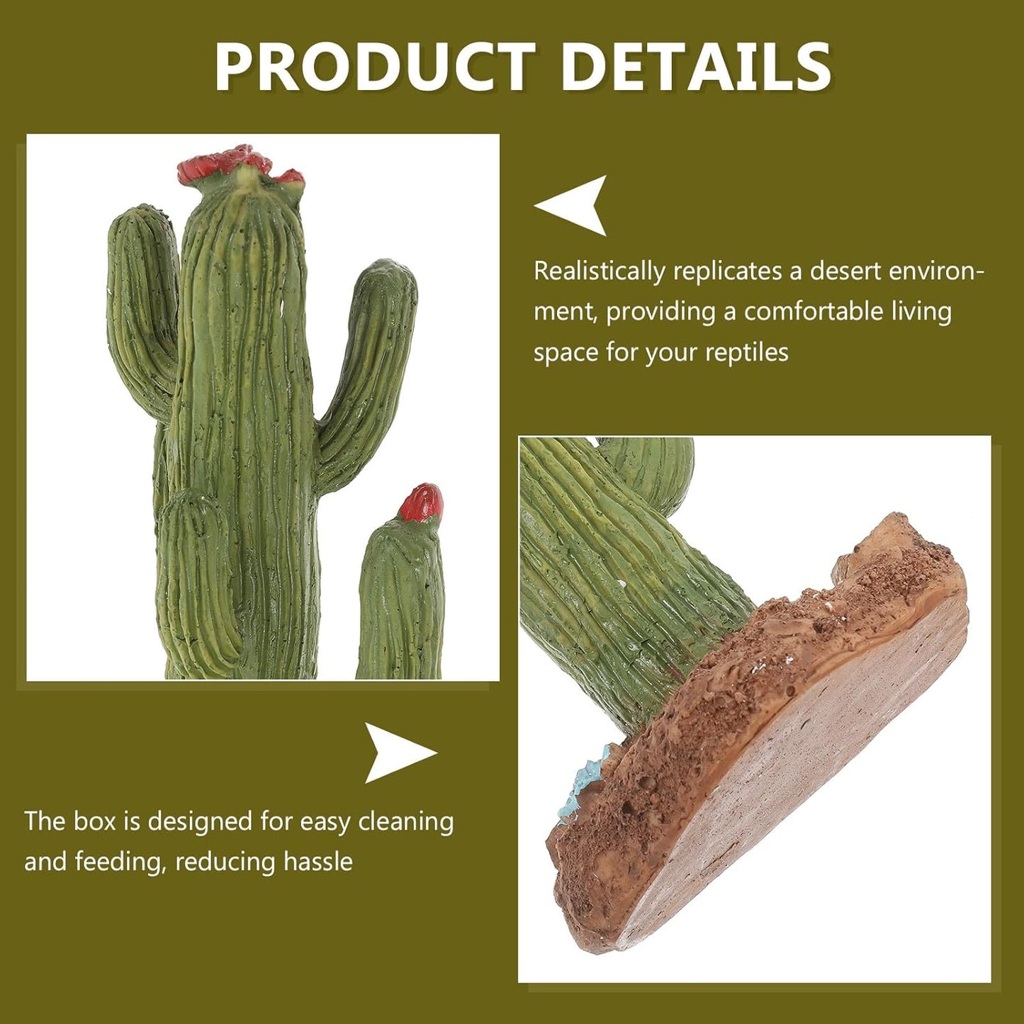 jojofuny Reptile Terrarium Decor Artificial Cactus Plants and Climbing Branch for Desert Habitat, Turtle Tank Accessories with Floating Platform Suitable for Bearded Dragon, Snake, and