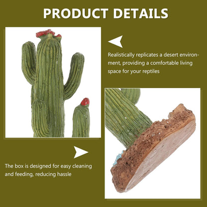 jojofuny Reptile Terrarium Decor Artificial Cactus Plants and Climbing Branch for Desert Habitat, Turtle Tank Accessories with Floating Platform Suitable for Bearded Dragon, Snake, and