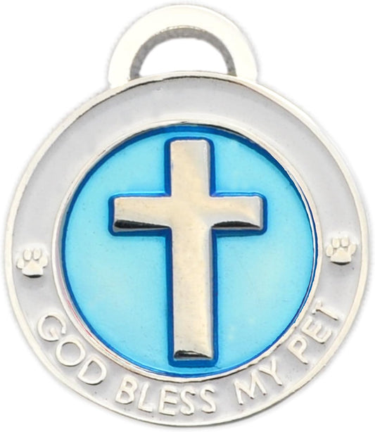 Pet Collar Charm, Cross, Small, Blue