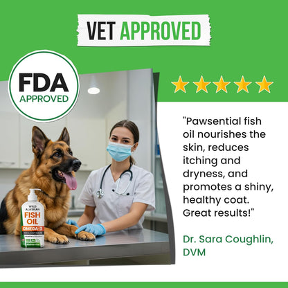 Omega 3 Fish Oil for Dogs & Cats - Made with Wild Alaskan Salmon Oil; Liquid Fish Oil Supplement for Pets with Omega 3 EPA+DHA Fatty Acids; Real Ingredients, Real Taste — Trusted by Vets!